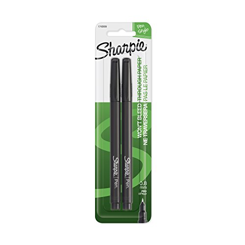 Product Cover Sharpie Pens, Fine Point (0.8mm), Black, 2 Pack - 1742659