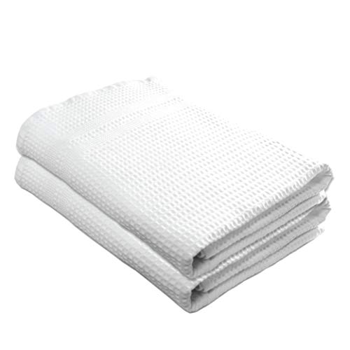 Product Cover Gilden Tree Premium Bath Towels 2 Pc Set 100% Natural Cotton Quick Dry Waffle Weave Lint Free Soft Luxurious Fabric Solid Colors Oversized Thin Cloth Fade Resistant (White)