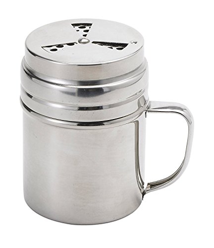 Product Cover Elizabeth Karmel's Adjustable Dry Rub Shaker with Holes for Medium and Coarse Grind Seasonings, Stainless Steel, 1-Cup Capacity