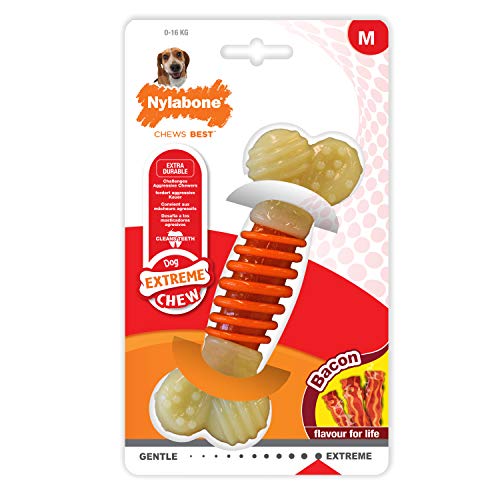 Product Cover Nylabone Dental Chew Medium Bacon Flavored Pro Action Bone Dog Chew Toy