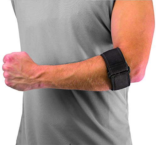 Product Cover Mueller Tennis Elbow Support with Gel Pad, Black, One Size Fits Most (Pack of 1)