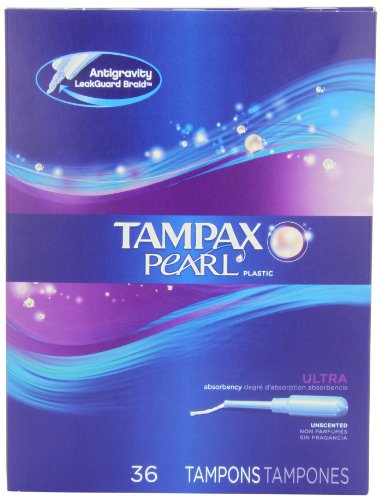 Product Cover Tampax Pearl Tampons with Plastic Applicator, Ultra Absorbency, Unscented, 36 Count-Pack of 2 (72 Count Total)