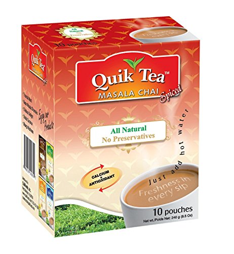 Product Cover Quik Tea All Natural Masala Chai Latte Mix Made from Assam Teas All Natural No Preservatives 10 Pouches (240 g / 8.5 oz)