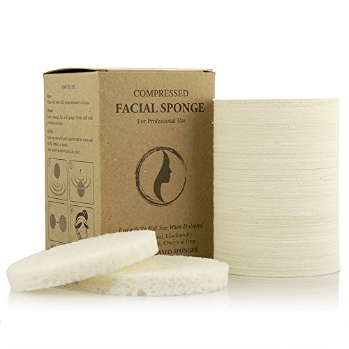 Product Cover Facial Sponges - APPEARUS Compressed Natural Cellulose Face Sponge | Made in USA | Professional Spa Sponges for Face Cleansing, Massage, Pore Exfoliating, Mask, Makeup Removal (100 Count/White)