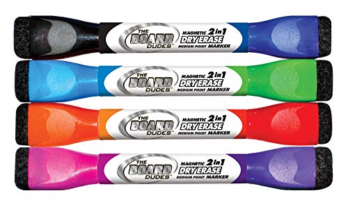 Product Cover Board Dudes Double-Sided Magnetic Dry Erase Markers Assorted Colors 4-Pack (DDX89)