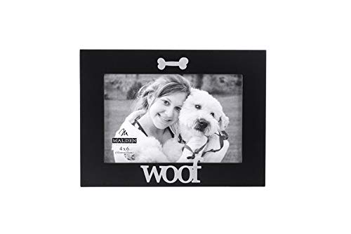 Product Cover Malden International Designs Black Wood Expression Picture Frame, Woof, 4x6, Black
