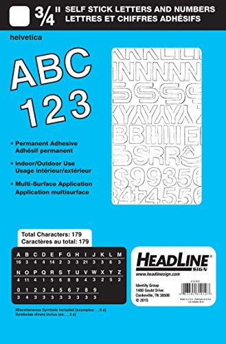 Product Cover Headline Sign 31912 Stick-On Vinyl Letters and Numbers, White, 3/4-Inch