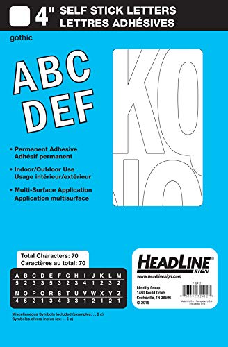 Product Cover Headline Sign 32412 Stick-On Vinyl Letters, White, 4-Inch