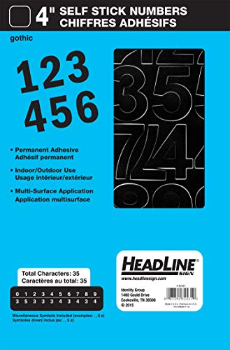 Product Cover Headline Sign 32431 Stick-On Vinyl Numbers, Black, 4-Inch
