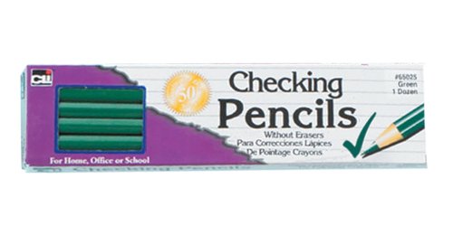 Product Cover Charles Leonard Pencil with Eraser, Green, Pack of 12 (65025)