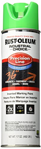 Product Cover Rust-Oleum Corporation 205176 Rust oleum M1800 System Precision Line Inverted Water Based Marking Spray Paint, 17-Ounce, Fluorescent Green