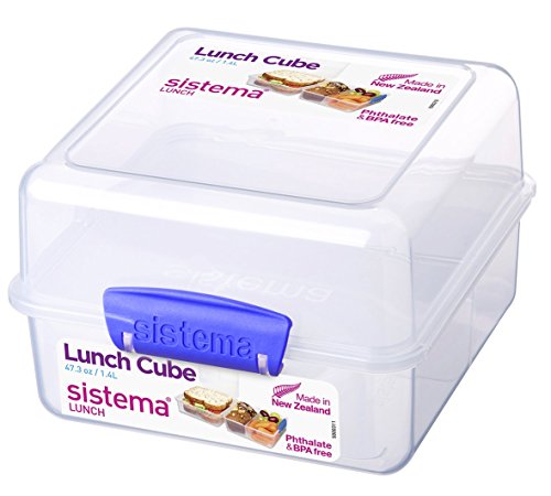 Product Cover Sistema Lunch Collection Lunch Cube, 47.3 oz./1.4 L, Clear/Blue