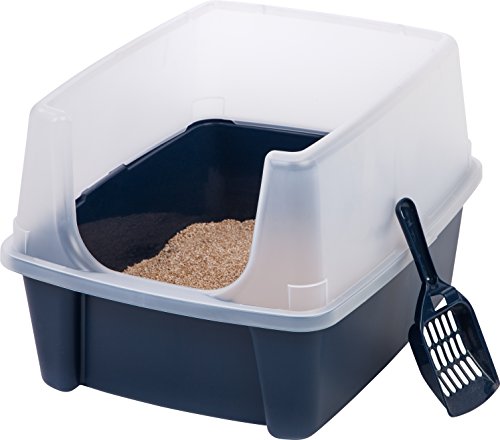 Product Cover IRIS Open Top Cat Litter Box Kit with Shield and Scoop, Blue