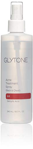 Product Cover Glytone Acne Treatment Spray Back & Chest with 2% Salicylic Acid, Quick Drying, Upside Down Pump, Non-Comedogenic, Fragrance Free, 8 oz.