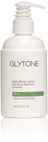 Product Cover Glytone Daily Body Lotion Broad Spectrum SPF 15 with Glycolic Acid & Shea Butter, Retexturizing Moisturizer, Fragrance Free, 12 oz.