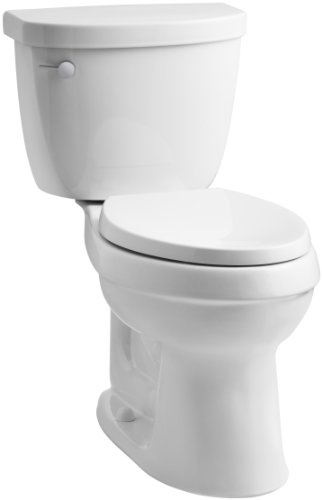 Product Cover KOHLER K-3609-0 Cimarron Comfort Height Elongated 1.28 gpf Toilet with AquaPiston Technology, Less Seat, White