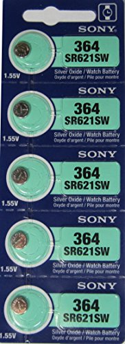 Product Cover Sony 364 (SR621SW) 1.55V Silver Oxide 0% Hg Mercury Free Watch Battery (5 Batteries)