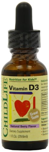 Product Cover ChildLife Essentials Vitamin D3 for Infants, Babys, Kids, Toddlers, Children, and Teens, Berry Flavor, Glass Bottle, 1-Ounce (Pack of 2)