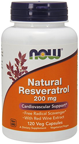 Product Cover NOW Supplements, Natural Resveratrol 200 mg with Red Wine Extract, 120 Veg Capsules