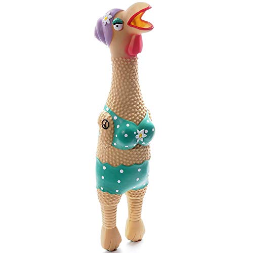 Product Cover Charming Pet Grandma Hippie Chick Latex Rubber Squawking Chicken Dog Toy, Large