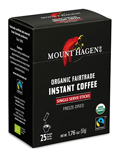 Product Cover Mount Hagen Organic Instant Regular Coffee, 25 Count Single Serve packet Net wt 1.76 oz (50g)