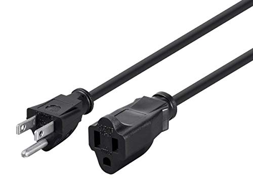 Product Cover Monoprice 6ft 16AWG Power Extension Cord Cable - SJT 16/3C NEMA 5-15P TO NEMA 5-15R (13A/125V) AP301+SP506 - Black