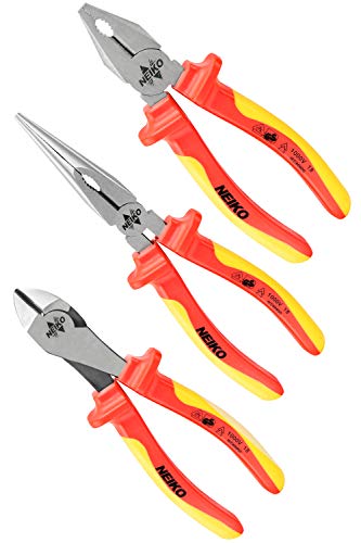 Product Cover Neiko Pro 3-Piece Insulated Pliers Set Contractor's Grade 1000V-VDE Tested with Carrying Case