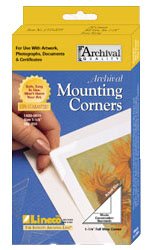 Product Cover Lineco. Archival Polypropylene Mounting Corners. Self Adhesive, Pressure Sensitive, Non-Yellowing, Acid-Free. 1.25 Inches (3,175 Centimeter). Mounting Artwork, Photographs, Certificates, Scrapbooking, DIY, Displaying Pictures. (Pack of 250)