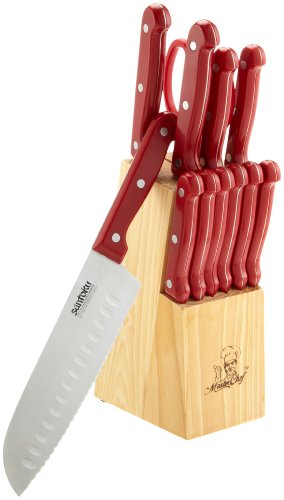 Product Cover Masterchef 13-Piece Knife Set with Block, Red