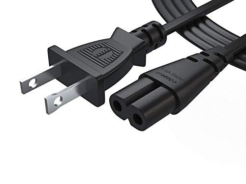 Product Cover Pwr Long 6 Ft 2 Prong Ac Wall Cable 2 Slot Power Cord for Led LCD Tv Samsung Lg Sharp Canon Pixma Hp Brother Epson Lexmark Printer Ps2 Ps3 Slim Ps4 Dell Sony Asus Toshiba