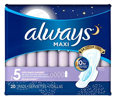 Product Cover Always Extra Heavy Overnight Maxi Pads with Flexi-Wings - 20 Count