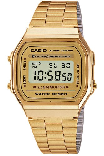 Product Cover Casio Vintage Retro Gold Digital Dial Stainless Steel Unisex Watch A168WG9UR