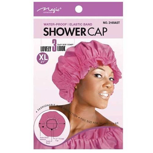 Product Cover Magic Brand Waterproof Shower Cap w/ Elastic Band Extra Large-Assorted Colors