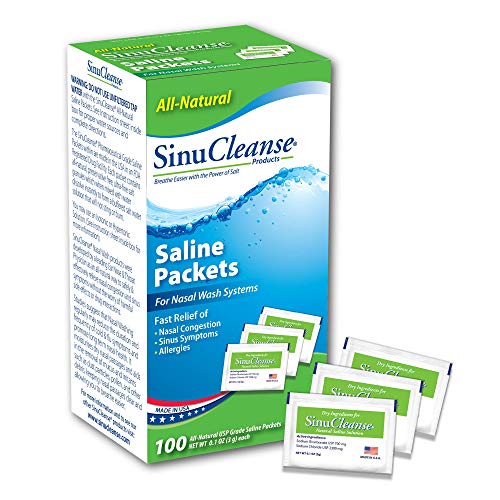 Product Cover SinuCleanse All-Natural, Pre-Mixed Saline Packet Refills -  Pharmaceutical Grade, Buffered Salt Mix for Nasal Wash Systems - 100 Count