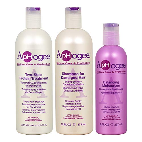 Product Cover Aphogee Trio Two-Step Protein Treatment Bundle with Shampoo for Damaged Hair and Balancing Moisturizer, 16 oz