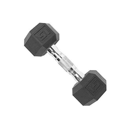 Product Cover CAP Barbell Coated Hex Dumbbell with Contoured Chrome Handle, Single, 15 Pounds