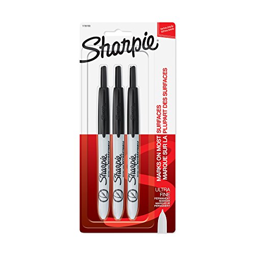 Product Cover Sharpie Retractable Permanent Markers, Ultra Fine Point, Black, 3 Count, 3-Count, Standard Packaging