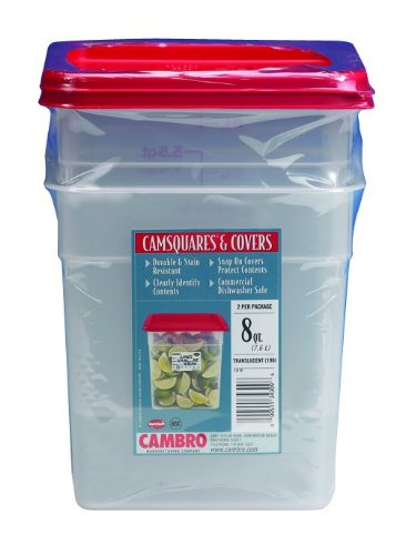 Product Cover Cambro Set of 2 Square Food Storage Containers with Lids, 8 Quart