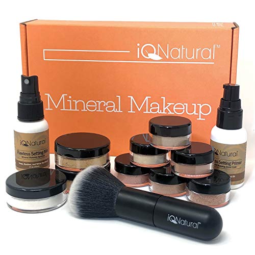 Product Cover IQ Natural Mineral Makeup Set - 12 Piece Bare Matte Foundation Starter Set with Flawless Face Brush