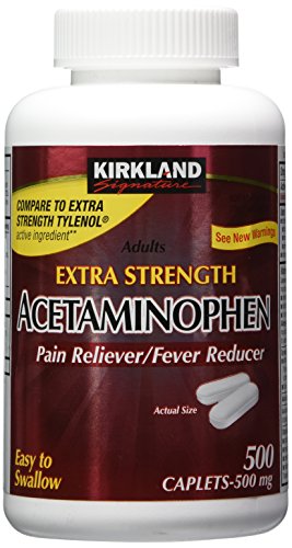 Product Cover Kirkland Signature Extra Strength Acetaminophen 500MG Caplets, 500-Count Bottle