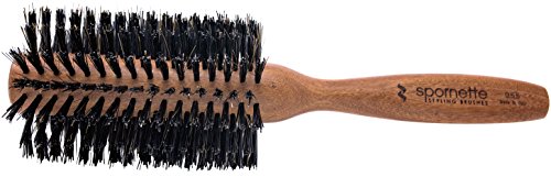 Product Cover Spornette Italian 2.75 inch Round Double Density Boar Bristle Brush #955 w/Wooden Handle for Styling, Volumizing, Finishing, Straightening & Curling Medium, Long, Normal Hair, Extensions