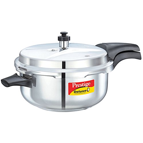 Product Cover Prestige Deluxe Plus Stainless Steel Deep Pan Pressure Cooker, 5 litres
