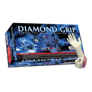 Product Cover Microflex MF-300-M Diamond Grip Exam Gloves, PF Latex, Textured Fingers, Medium, 100 per Box, 10 Box per Case (Pack of 1000)