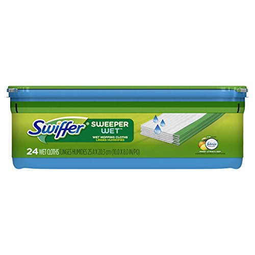 Product Cover Swiffer Sweeper Wet Mopping Cloths Mop and Broom Floor Cleaner Refills Febreze Sweet Citrus and Zest Scent 24 Count (Pack of 6)
