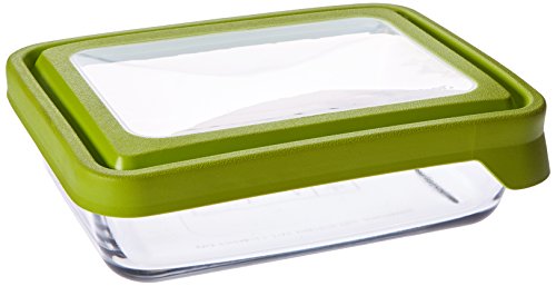 Product Cover Anchor Hocking 6-Cup Rectangular Food Storage Containers with Green TrueSeal Airtight Lids
