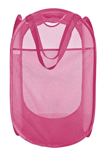 Product Cover PRO-MART DAZZ Deluxe Mesh Pop-Up Laundry Hamper with Side Pocket and Handles, Pink