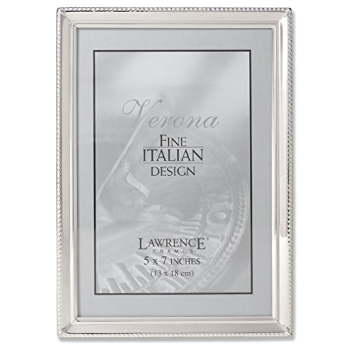 Product Cover Lawrence Frames Polished Silver Plate 5x7 Picture Frame - Bead Border Design