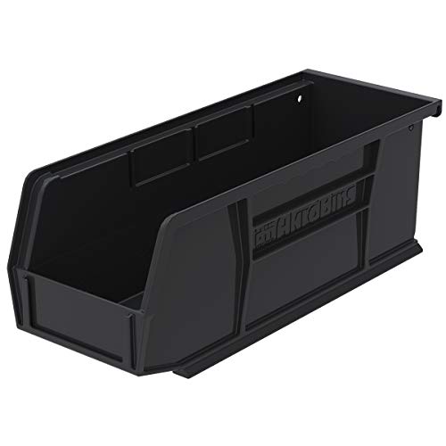 Product Cover Akro-Mils 30224 Plastic Storage Stacking Hanging Akro Bin, 11-Inch by 4-Inch by 4-Inch, Black, Case of 12