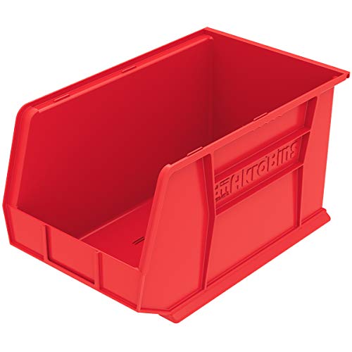 Product Cover Akro-Mils 30260 Plastic Storage Stacking Hanging Akro Bin, 18-Inch by 11-Inch by 10-Inch, Red, Case of 6