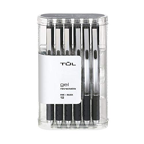 Product Cover TUL Retractable Gel Pens, Fine Point, 0.5 mm, Gray Barrel, Black Ink, Pack Of 12 Pens